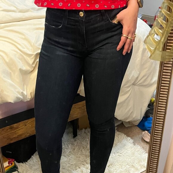 FRAME The Alix in Flaunt Skinny Jeans Dark Wash Blue 26 or 2 - Picture 5 of 9